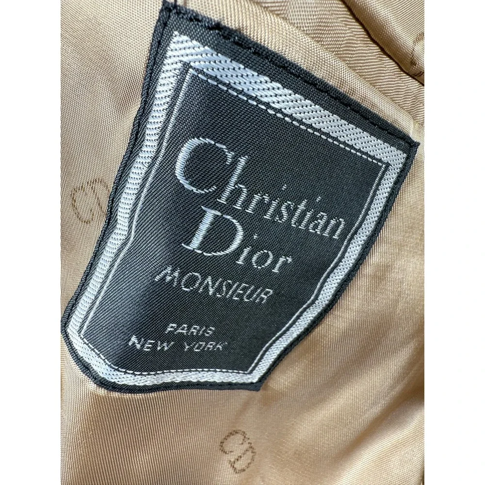 Vintage Christian Dior Monsieur Sport Coat Blazer Gray Blue Herringbone USA 44R
